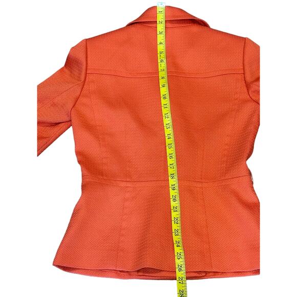 Tahari ASL Double Breasted Blazer w/ Belted Cuffs & Gold Buttons Orange Red SZ.4 - Picture 8 of 16